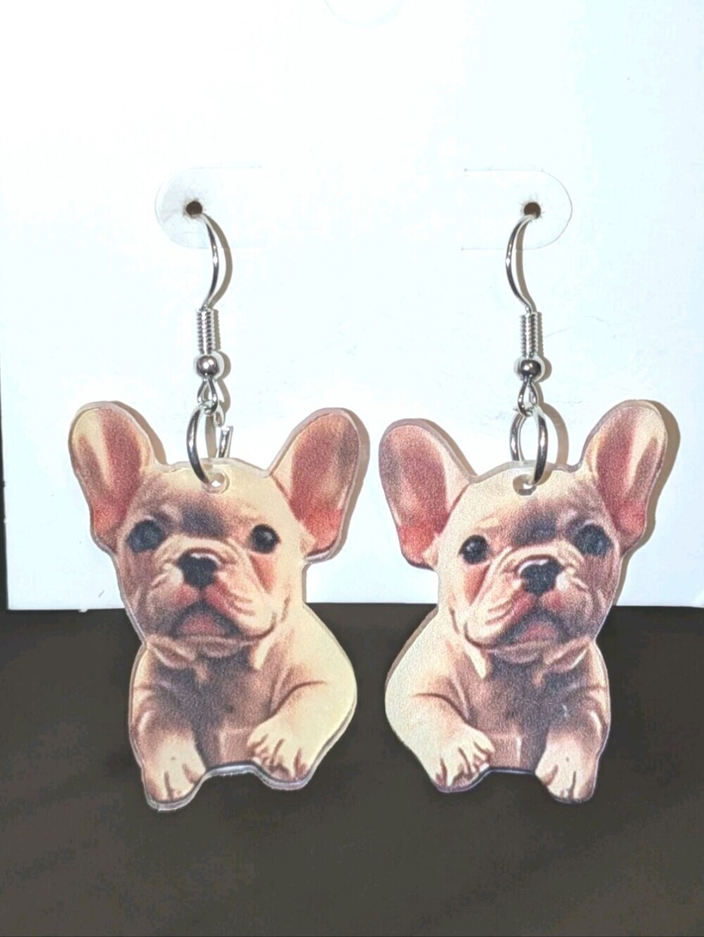 Hand Crafted French Bulldog Puppy Dangle Earrings For Women and Girls